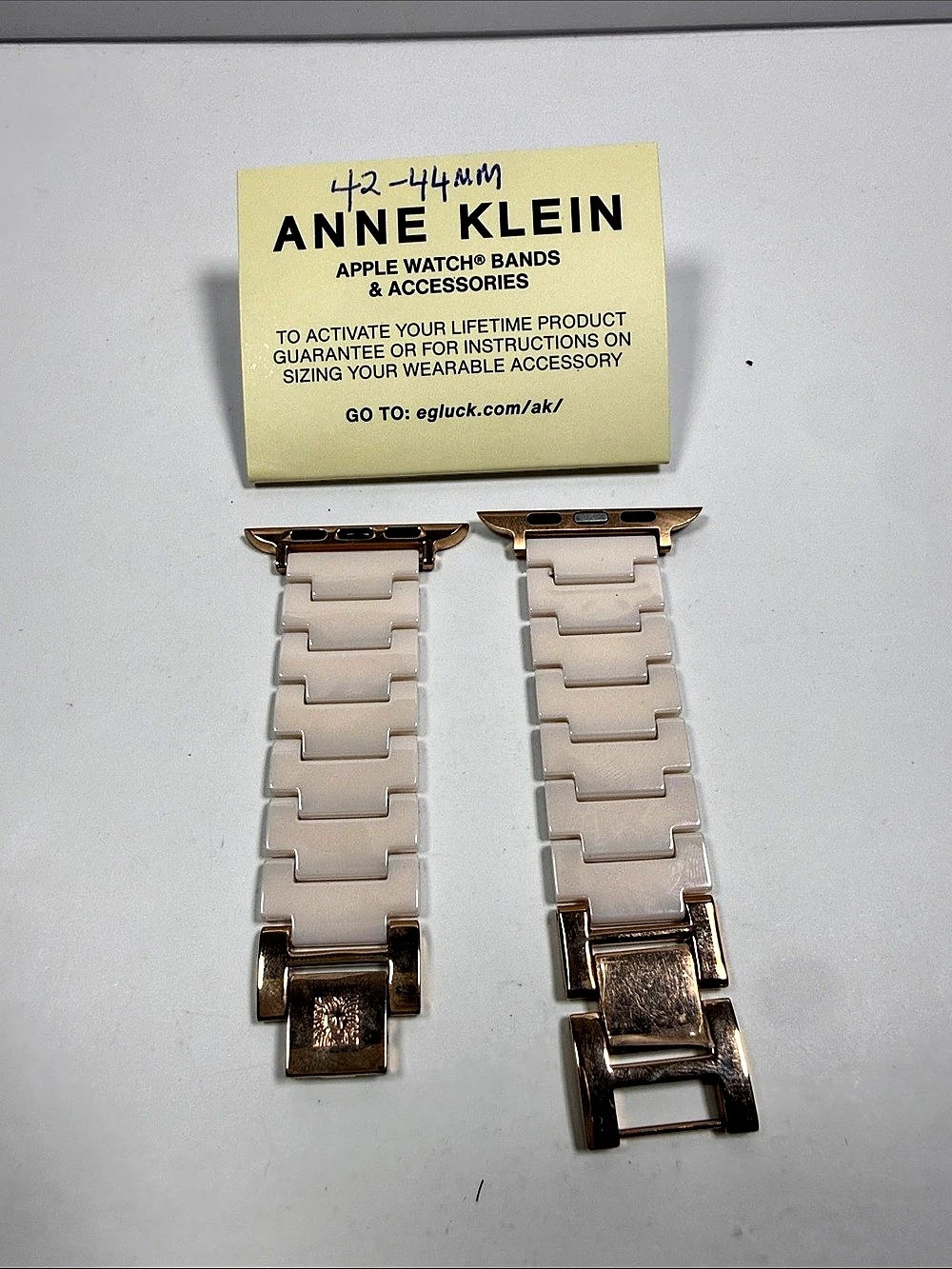 Anne Klein Ceramic Link Apple Watch Bracelet Band White & Gold